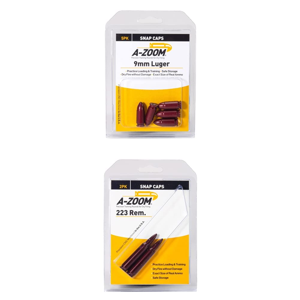 Amazon.com: A-ZOOM 9mm Luger & 223 Rem Snap Caps 5pk & 2pk - Nylon